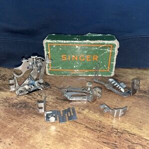 Vintage Singer Sewing Machine Attachments 5 Parts With Box # 121899